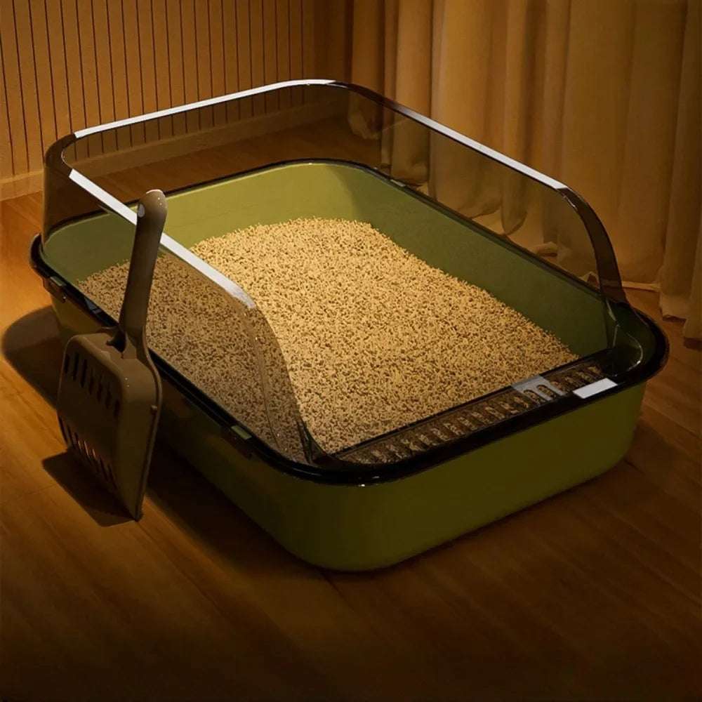 Oversized Semi-Enclosed Cat Litter Box