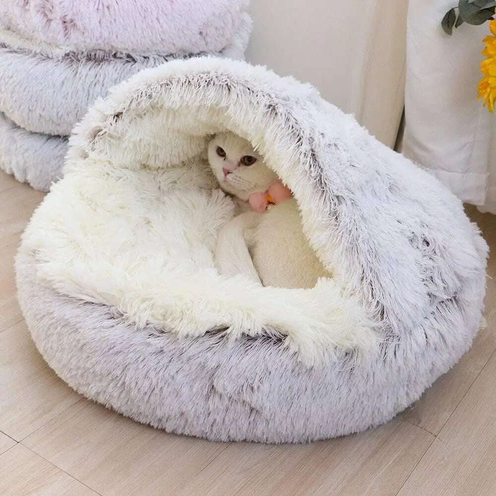 Cozy Round Plush Cat Bed