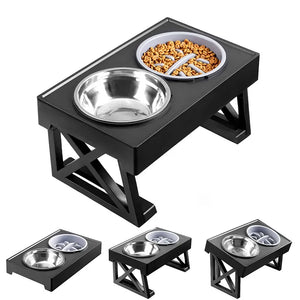 Adjustable Elevated Dog Bowl - Non-Slip Stand with Stainless Steel Dish for Joint & Digestion Health