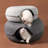 Donut Cat Bed with Tunnel