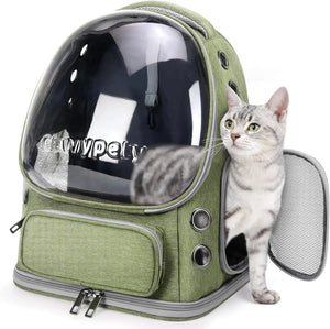 Breathable Cat Backpack Carrier - Foldable, Airline-Approved & Transparent Pet Travel Bag