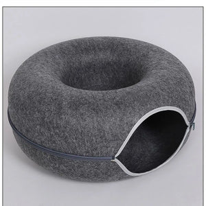 Donut Cat Bed with Tunnel