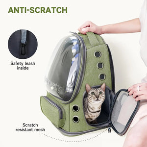 Breathable Cat Backpack Carrier - Foldable, Airline-Approved & Transparent Pet Travel Bag