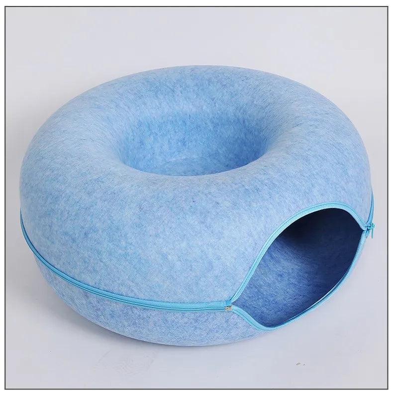 Donut Cat Bed with Tunnel