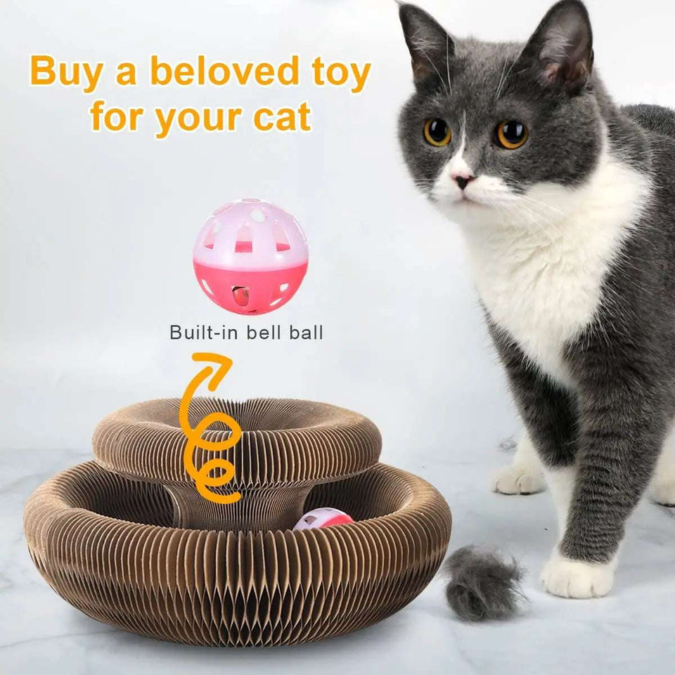 Interactive Cat Scratching Board with Bell Toy