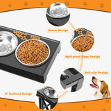 Adjustable Elevated Dog Bowl - Non-Slip Stand with Stainless Steel Dish for Joint & Digestion Health